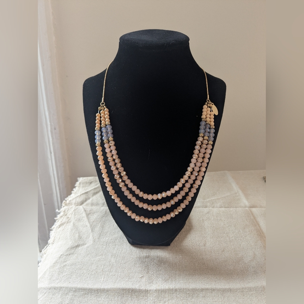 Ann Taylor Factory 3 Stranded Pastel Beaded Adjustable Necklace